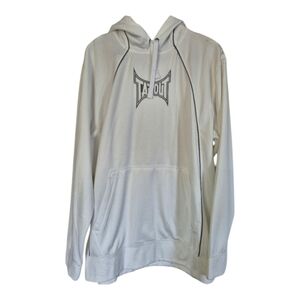 TapOut Y2K Vintage White Grey Hoodie Kangaroo Pocket Pullover Sweater XXL